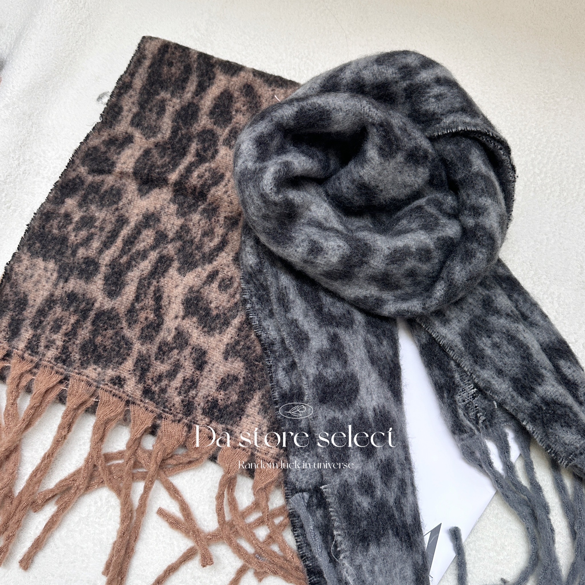 博主豹紋混織圍巾/二款