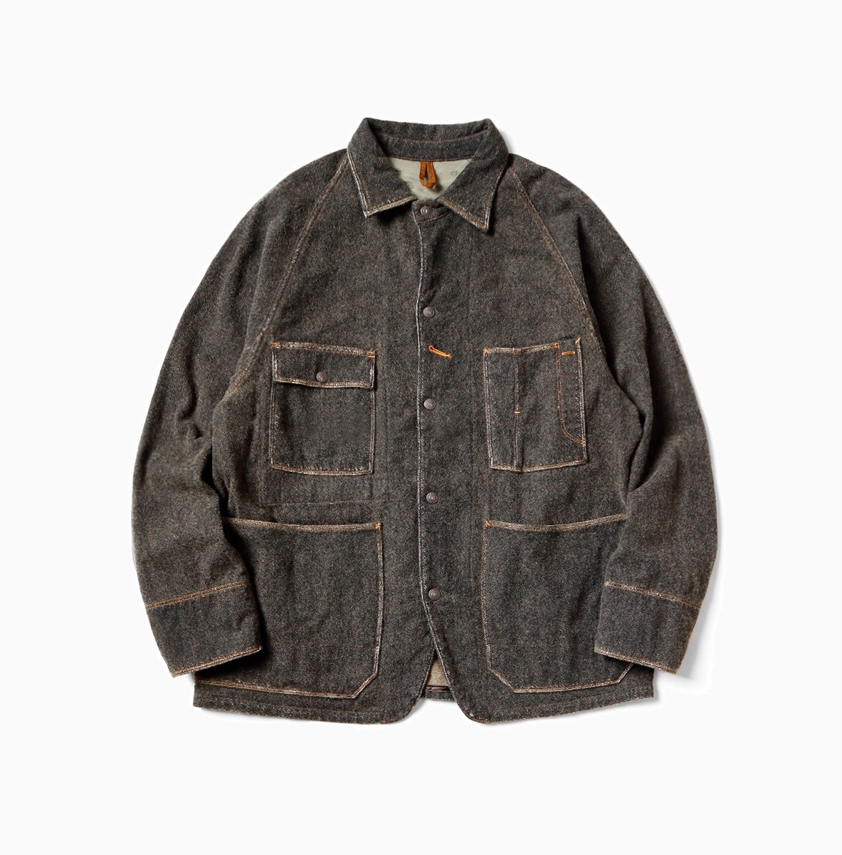 KAPITAL 2024 A/W TWILL AGED WOOL CACTUS COVERALL JACKET - CHARCOAL PRE ORDER ITEM (預訂中)