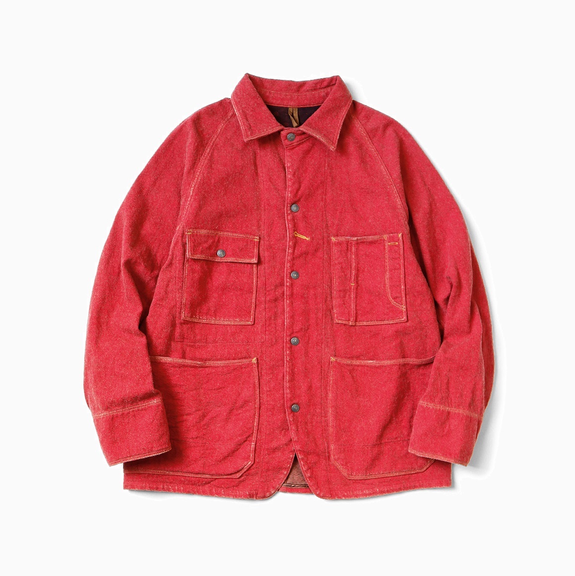 KAPITAL 2024 A/W TWILL AGED WOOL CACTUS COVERALL JACKET - RED PRE ORDER ITEM (預訂中)