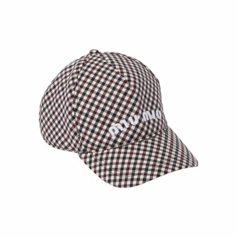 MIU MIU 格紋羊毛棒球帽
