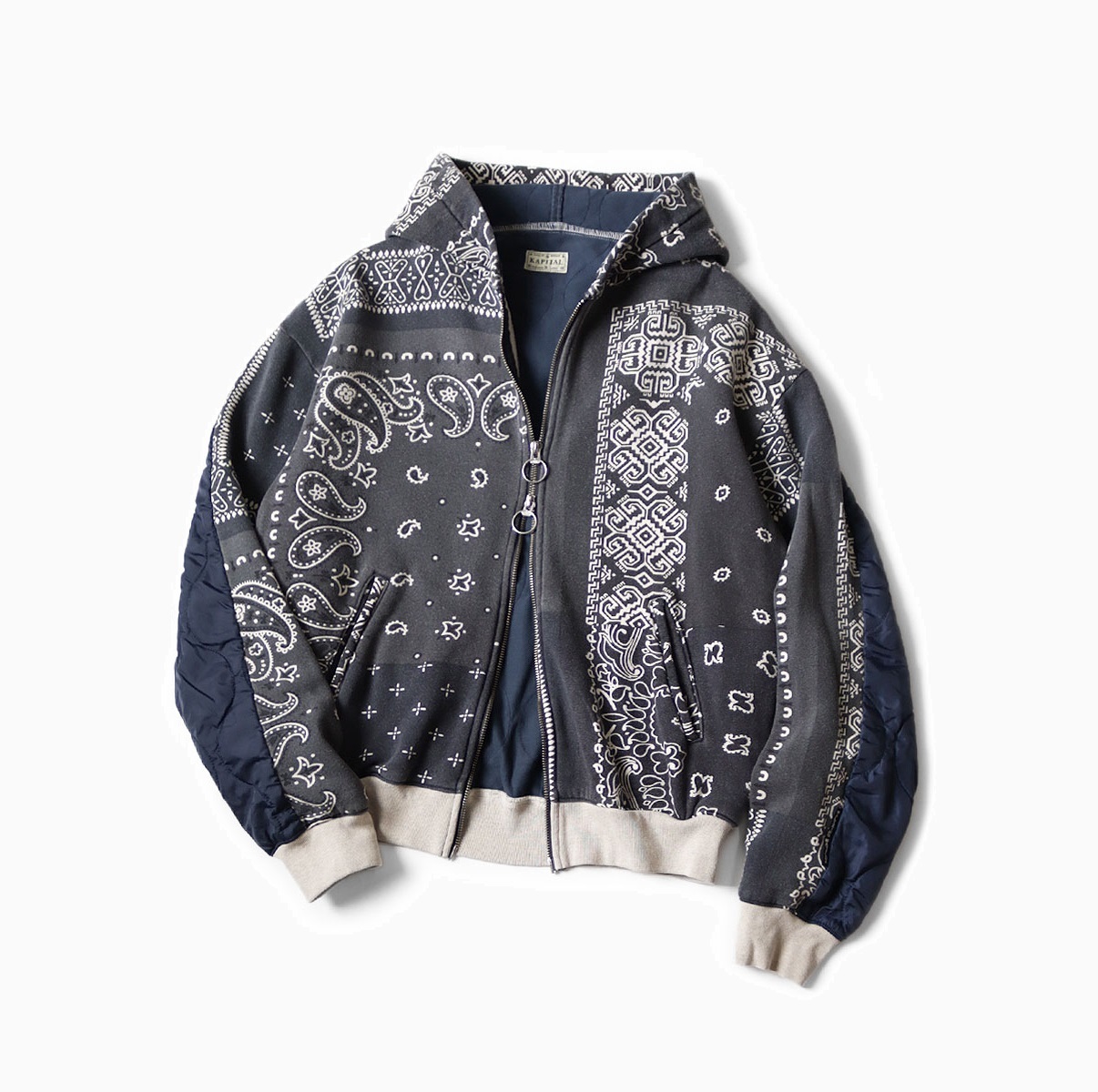 KAPITAL 2024 A/W FLEECE BANDANA PRINT hooded HOODED JACKET - BLACK PRE ORDER ITEM (預訂中)