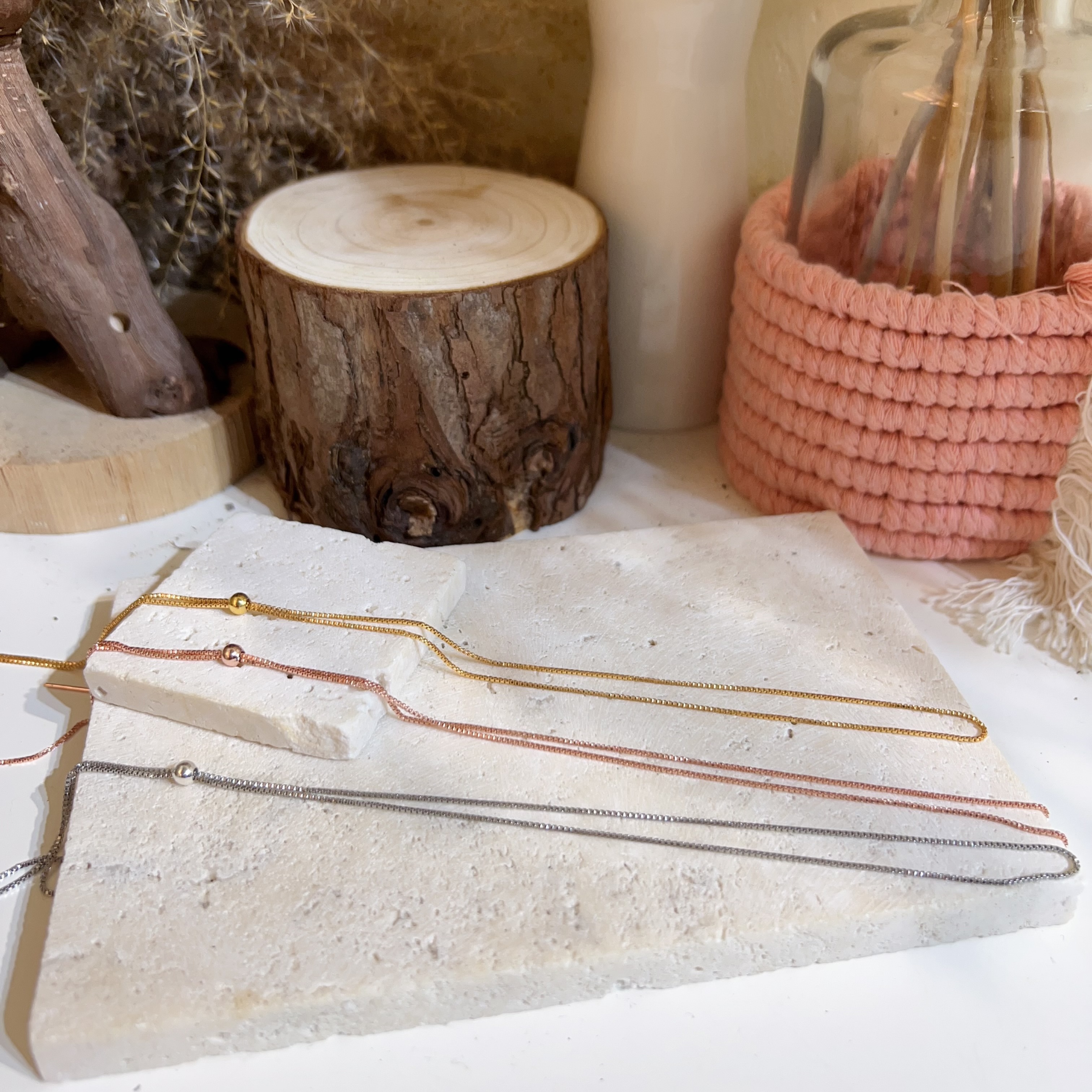 盒子圈圈純銀萬用鏈頸鏈 45cm（定位珠）