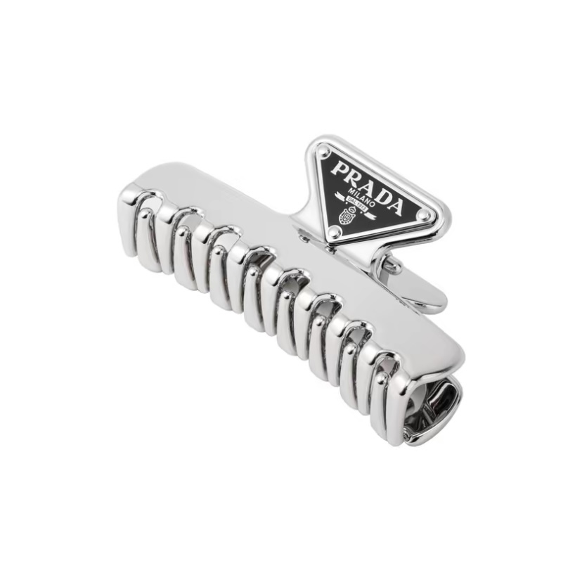PRADA 金屬髮夾鋼灰色