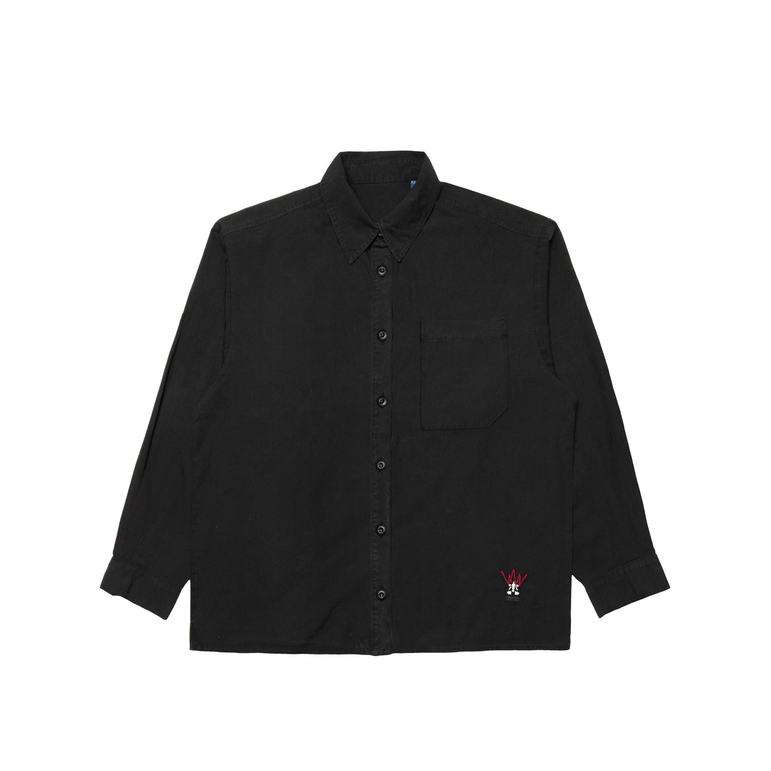 鬚邊單口袋長袖襯衫-特種黑