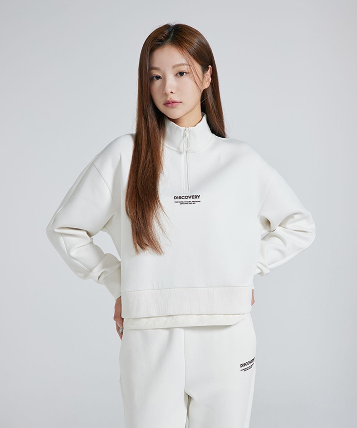 【代購】Discovery 探索 女 小LOGO 短版 半拉鍊 長袖 衛衣 DWTR43044