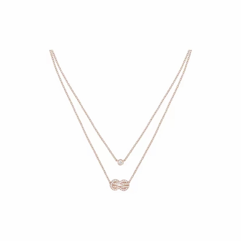 FRED Chance Infinie 18k玫瑰金和鑽石中型頸鏈
