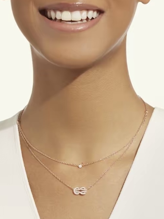 FRED Chance Infinie 18k玫瑰金和鑽石中型頸鏈