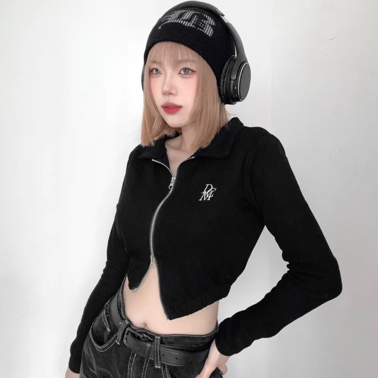 (GOAL) DCM  女生短版 雙拉鍊針織上衣 6382