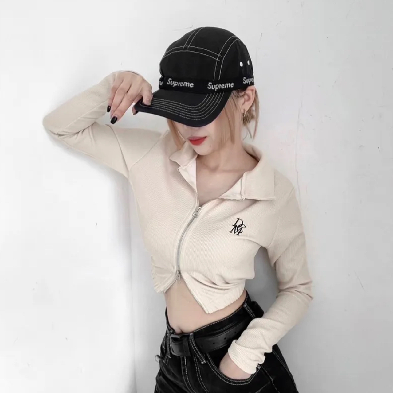 (GOAL) DCM  女生短版 雙拉鍊針織上衣 6382