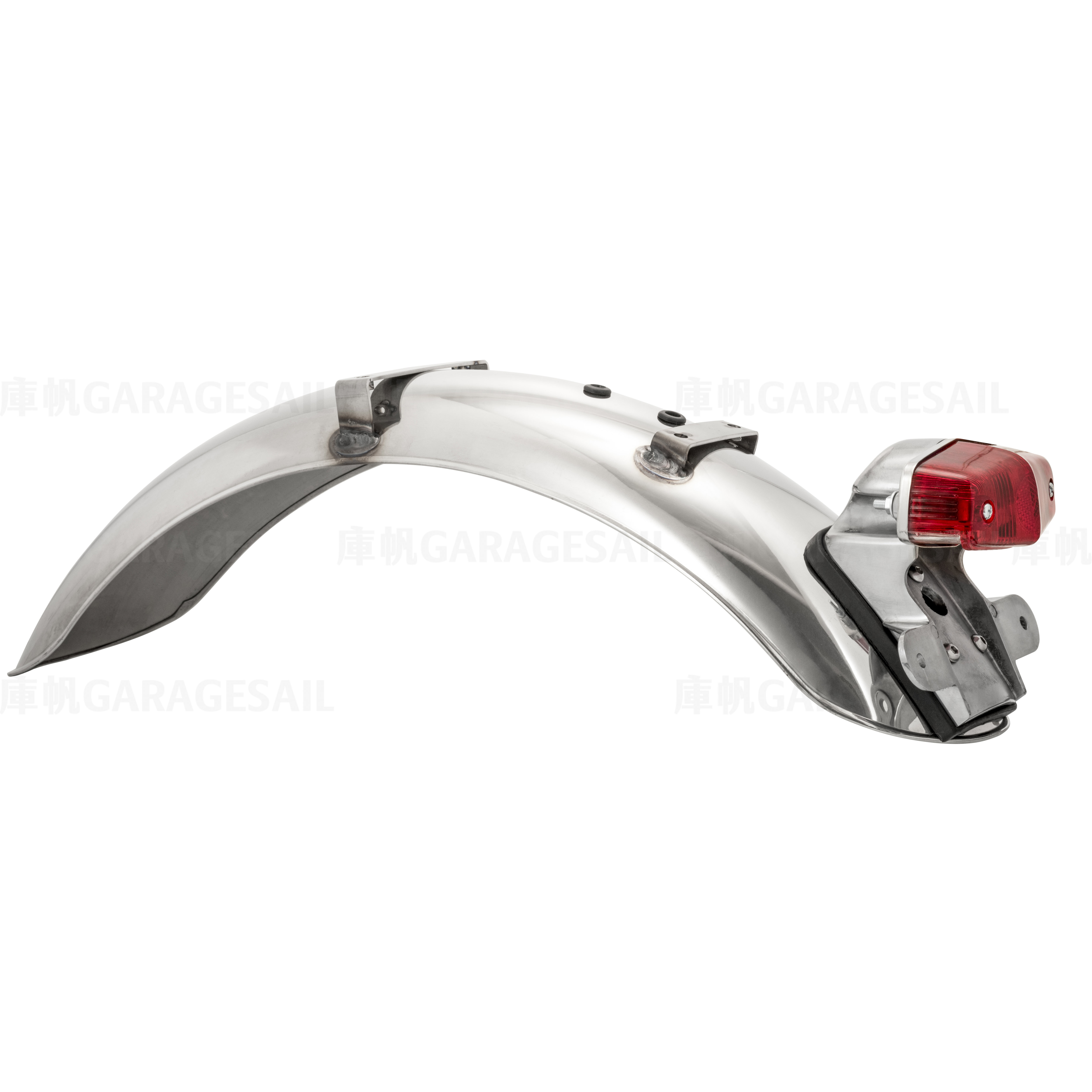 HideWork 本田 CB350 專用 不鏽鋼 後短土除套件 (含盧卡斯尾燈) - 拋光銀