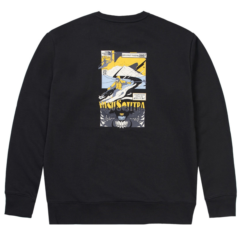 -(E13e010203)-THE NORTH FACE U SNOW DESCEND RLX CREW 滑雪圖案 長袖大學T 黑(JK3)/米白(QLI)-NF0A8ATH