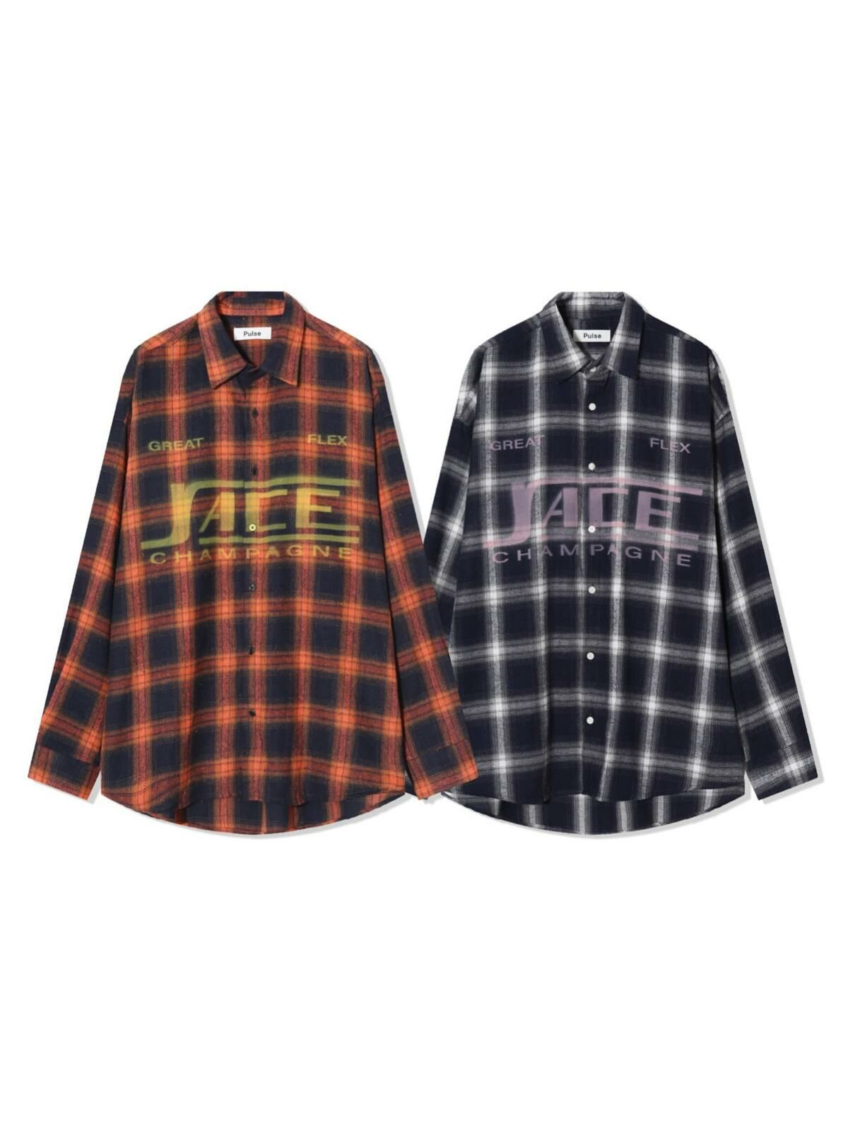 英文字格仔長袖恤衫 PULSE-108S