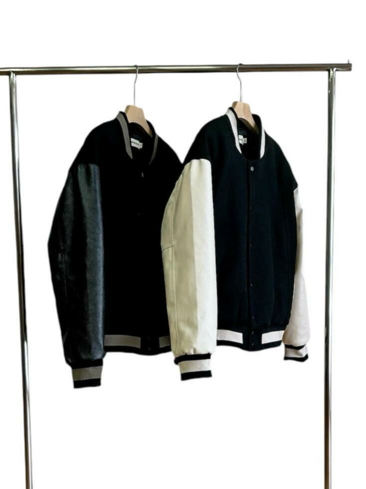 拼皮袖棒球褸(薄夾棉) WTVR-013JK