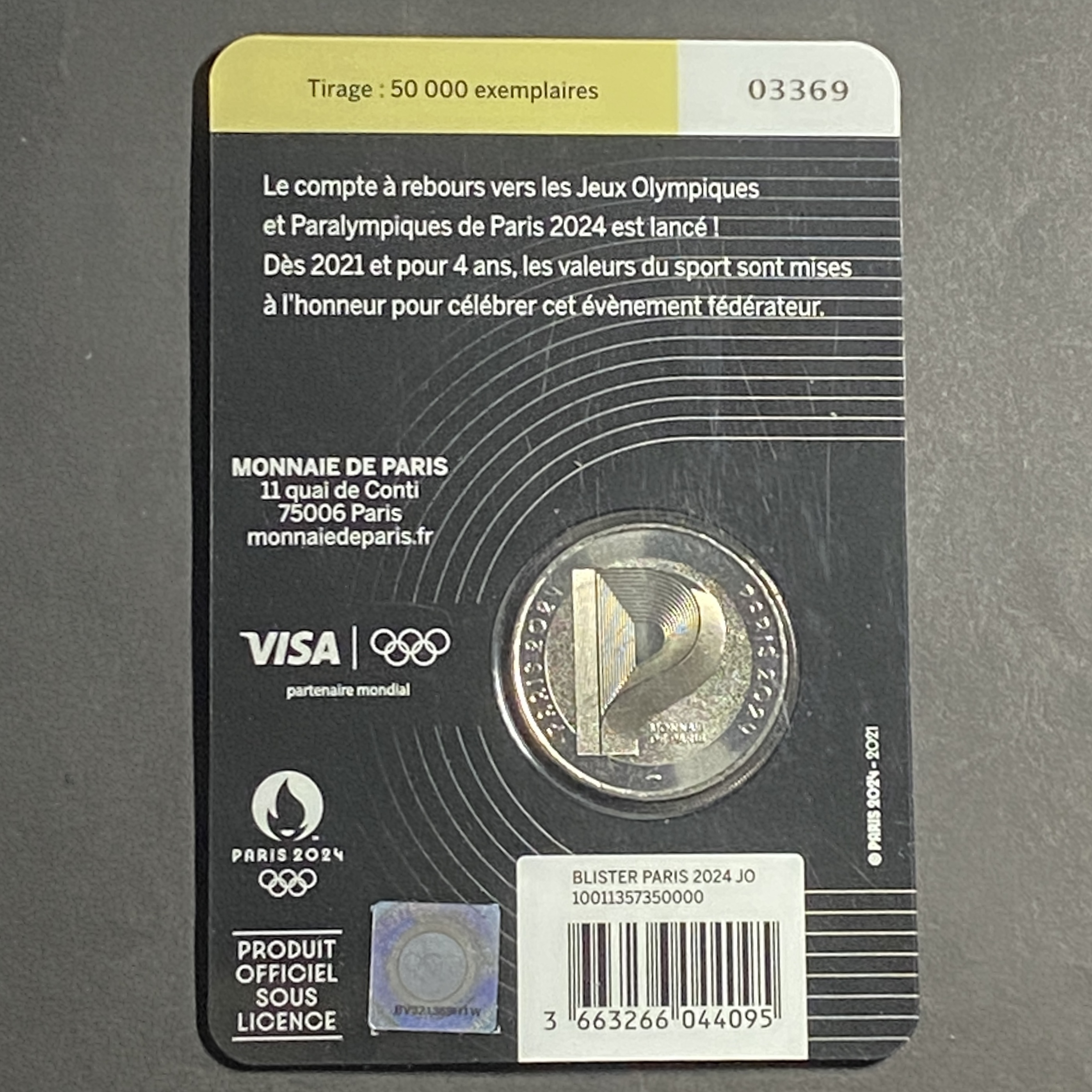 2021, French alloy Olympic commemorative medal, original packaging, limited to fifty thousand pieces.