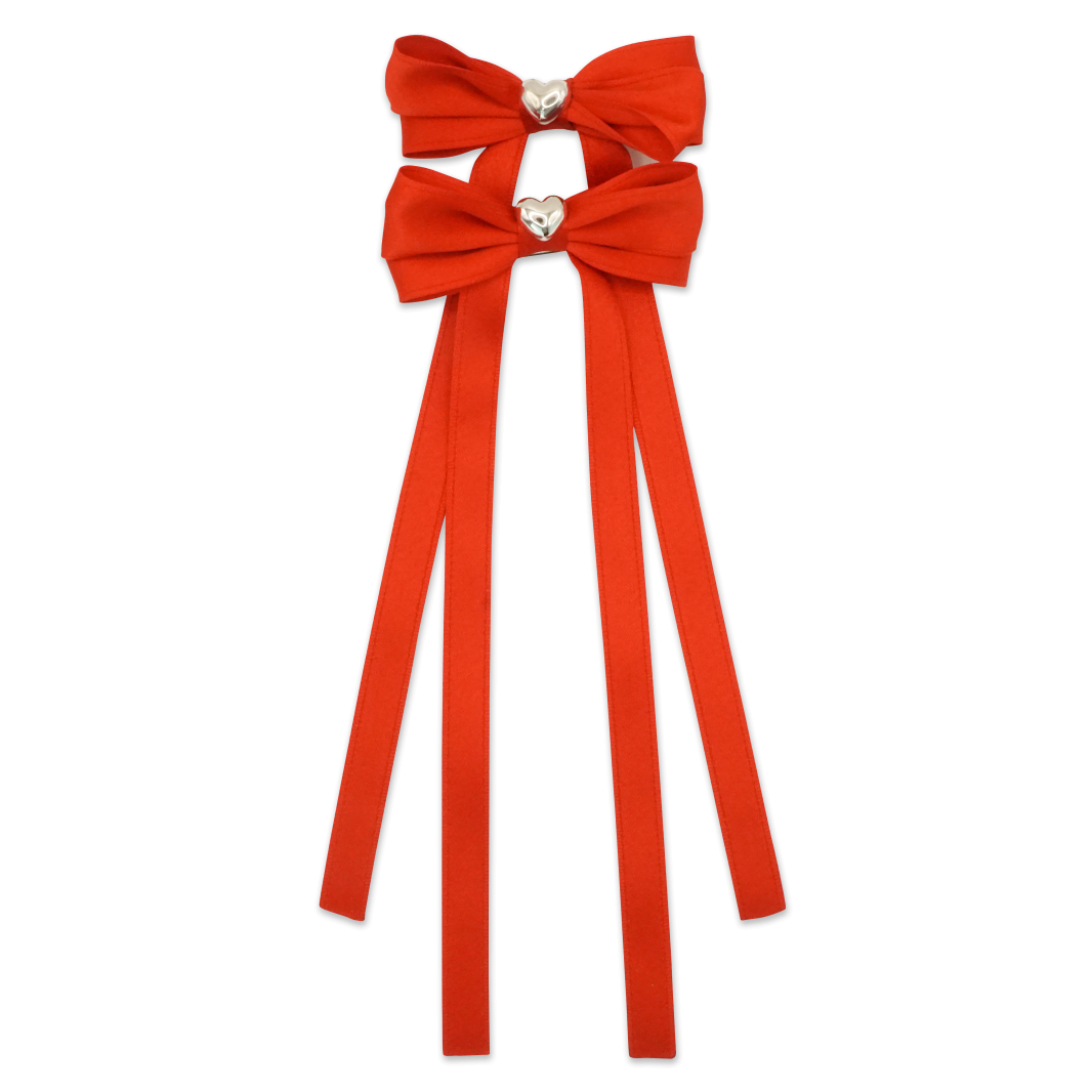 〖 Milk x Soda 〗紅色雙層長蝴蝶結髮夾