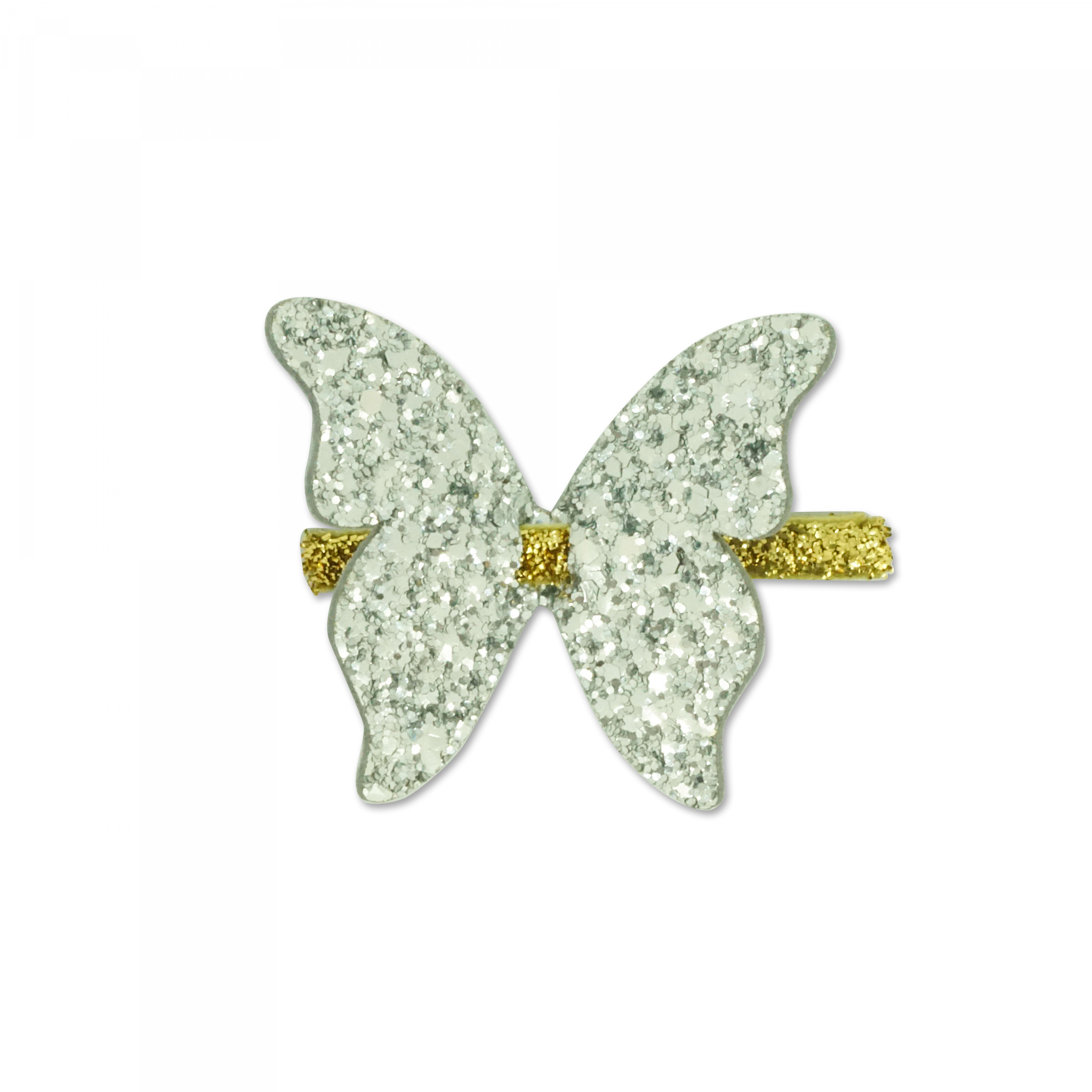 〖 Milk x Soda 〗銀色亮片蝴蝶髮夾