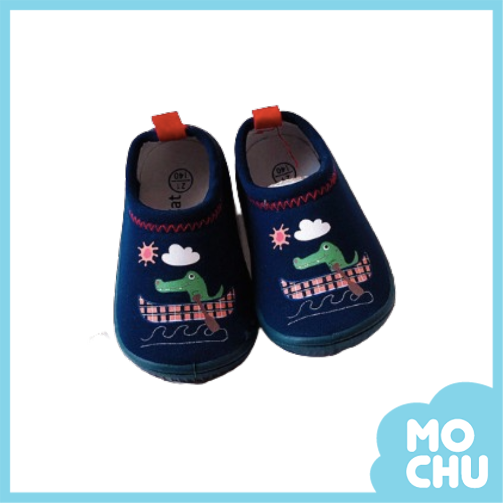 深藍鱷魚彈性布童鞋