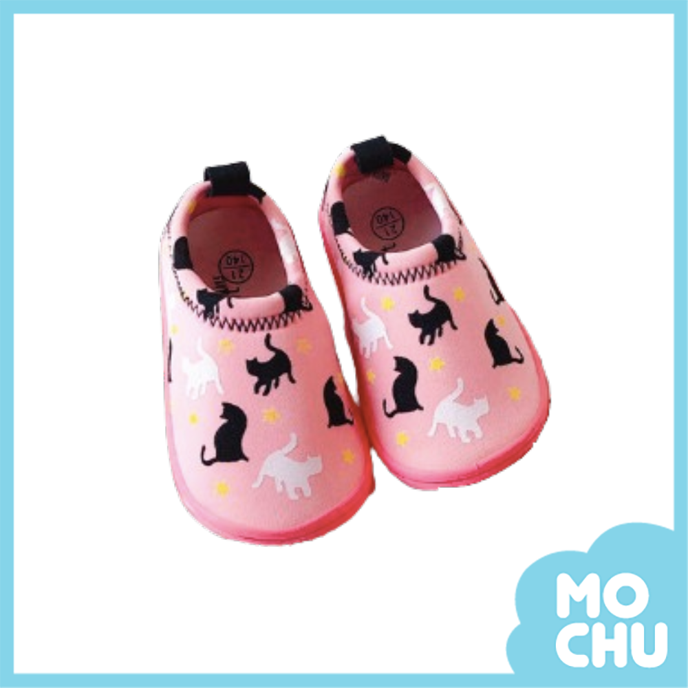 粉小貓彈性布童鞋