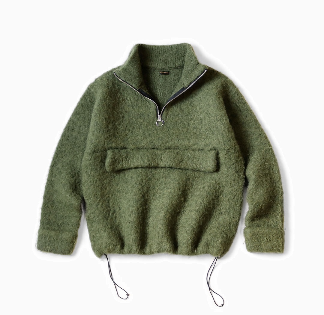 KAPITAL 5G MOHAIR HALF ZIP ANORAK - GREEN PRE ORDER ITEM (預訂中)