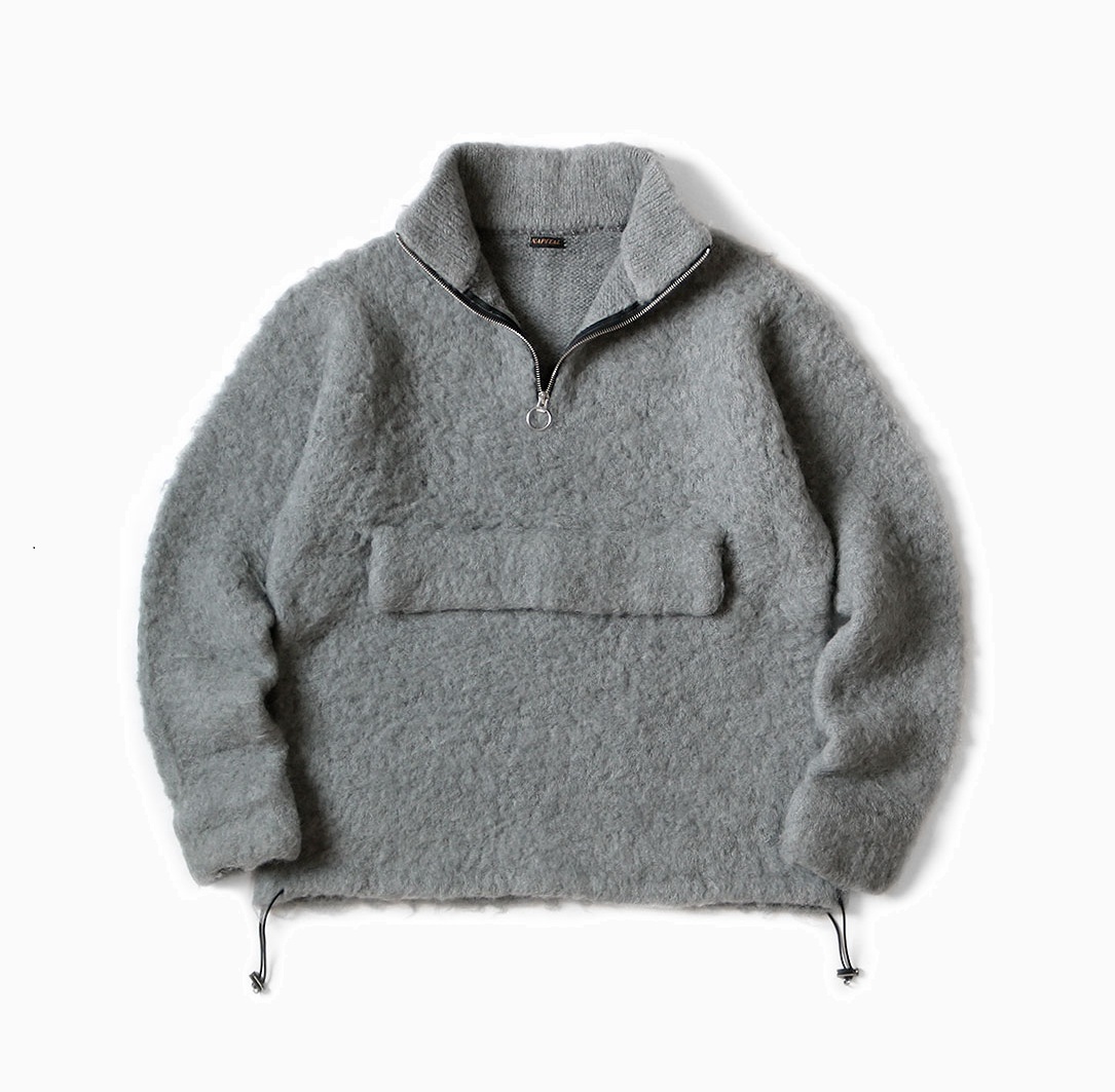 KAPITAL 5G MOHAIR HALF ZIP ANORAK - GREY PRE ORDER ITEM (預訂中)