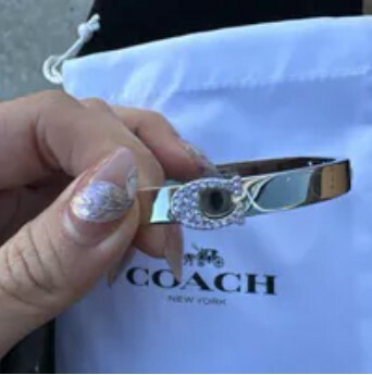 [S] COACH 91428 PVE SIG C HINGLE BANGLE,SILVER, 889295375365 (SCO996)
