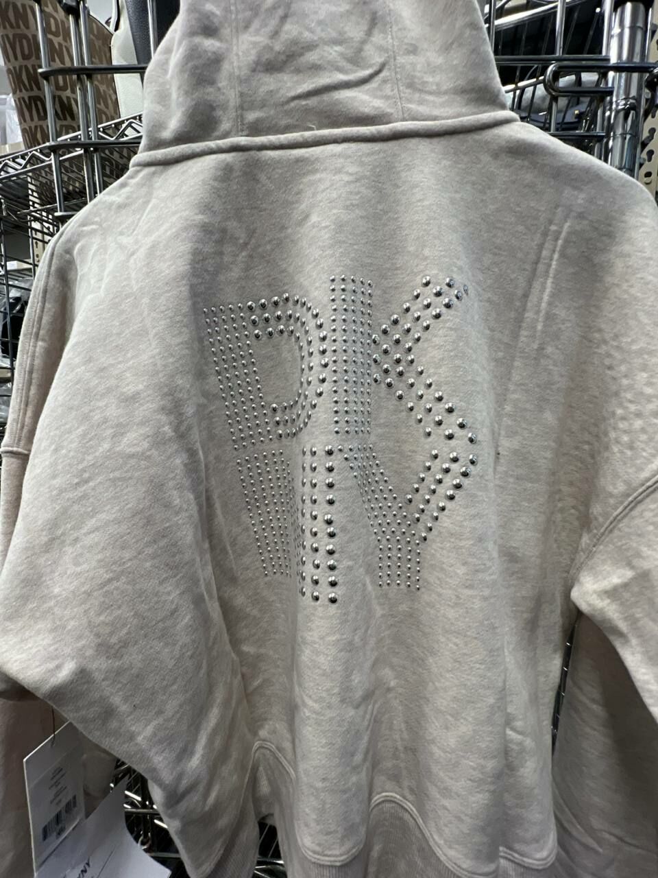 [S] DKNY MIXED RHINESTONE STUD LOGO FULL ZIP HOODIE,CORTDO HTR, DP4J9489-9C6 (SD1137)