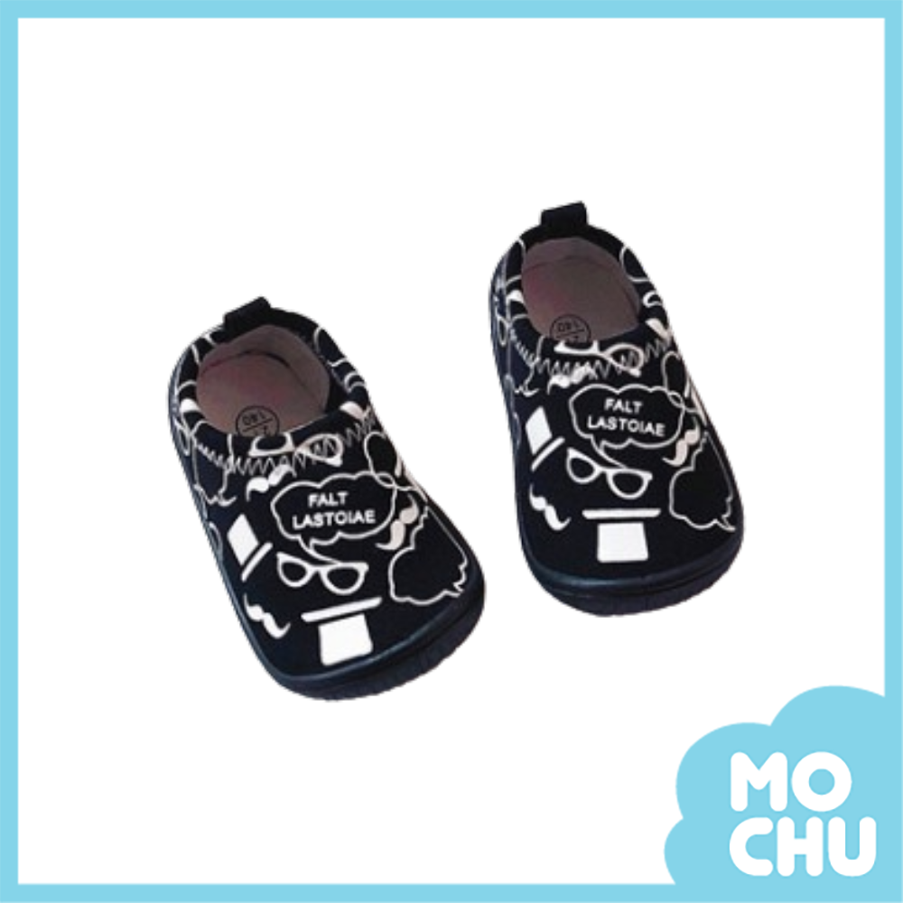 黑印花彈性布童鞋