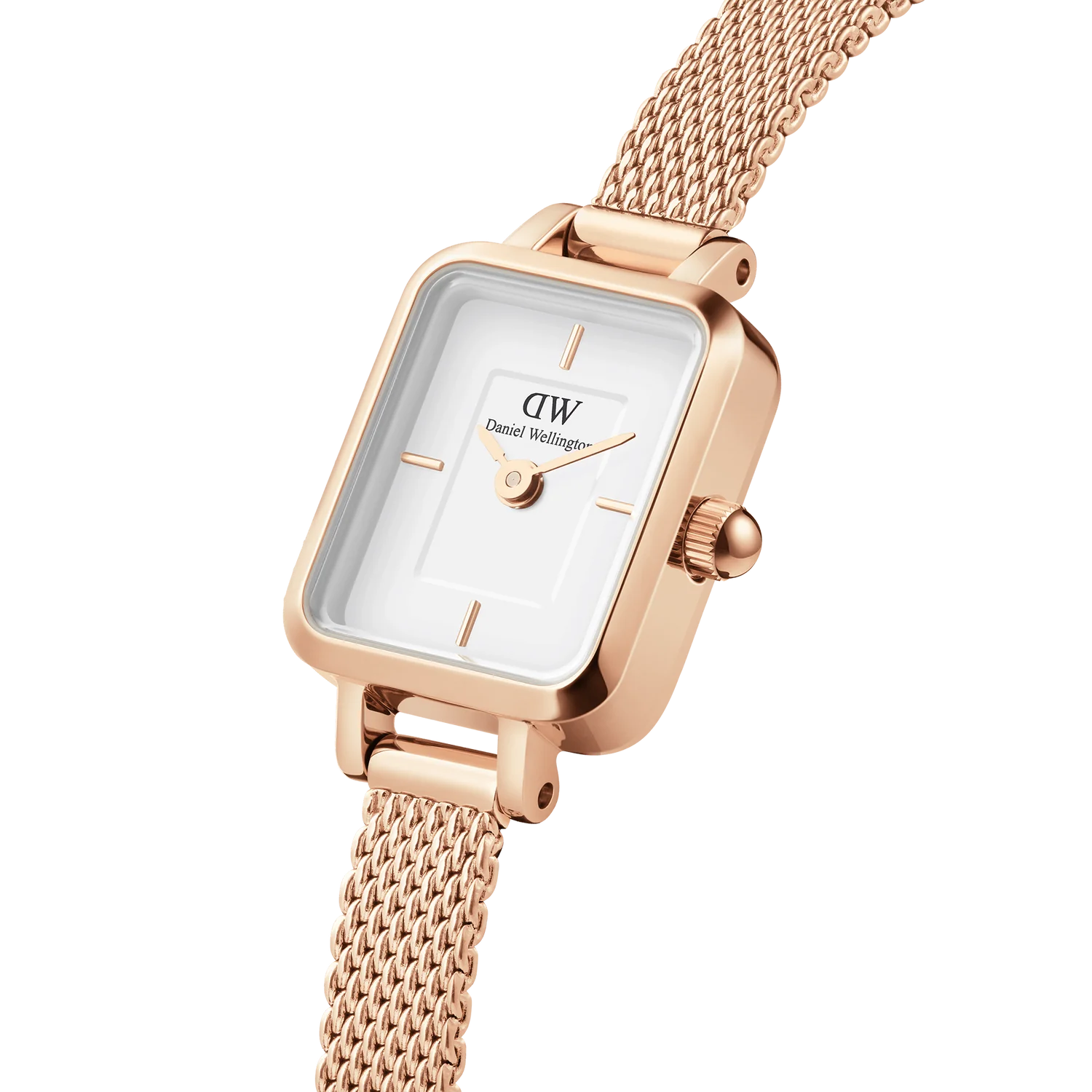 萬年鐘錶 - DW - Daniel Wellington  Quadro系列  小錶徑白面方形經典米蘭錶帶女錶 DW00100727 錶徑 : 15.4x18.2mm