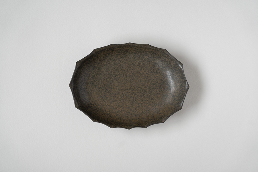 二川修 - 鎬紋橢圓缽 / 茶