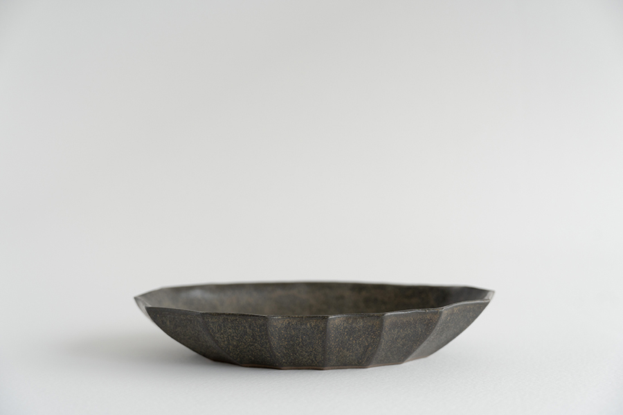 二川修 - 鎬紋橢圓缽 / 茶