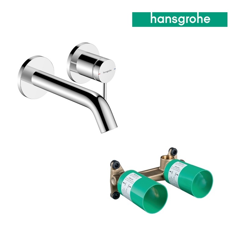 hansgrohe Tecturis S 73350, -000 + 13622, -180 Single lever basin mixer for concealed installation wall-mounted EcoSmart+ with spout 16.5 cm - With GA Approval & Wels