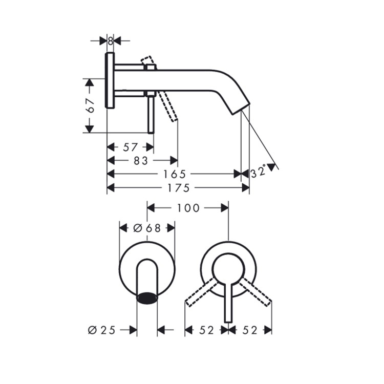 hansgrohe Tecturis S 73350, -000 + 13622, -180 Single lever basin mixer for concealed installation wall-mounted EcoSmart+ with spout 16.5 cm - With GA Approval & Wels