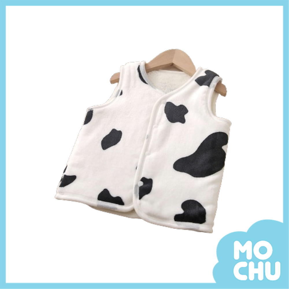 白色奶牛加絨保暖背心