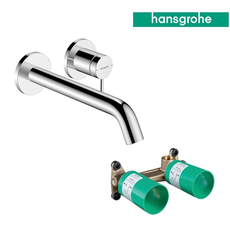 hansgrohe Tecturis S 73351, -000 + 13622, -180 Single lever basin mixer for concealed installation wall-mounted EcoSmart+ with spout 22.5 cm - With GA Approval & Wels