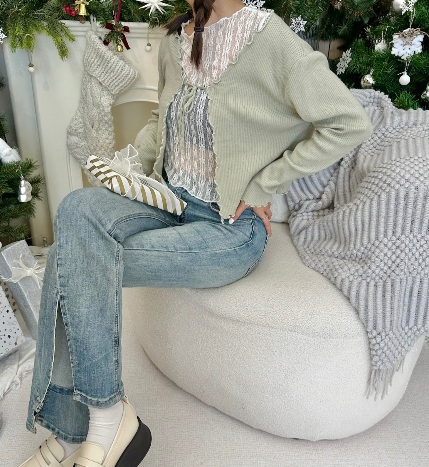 波浪感綁帶罩衫