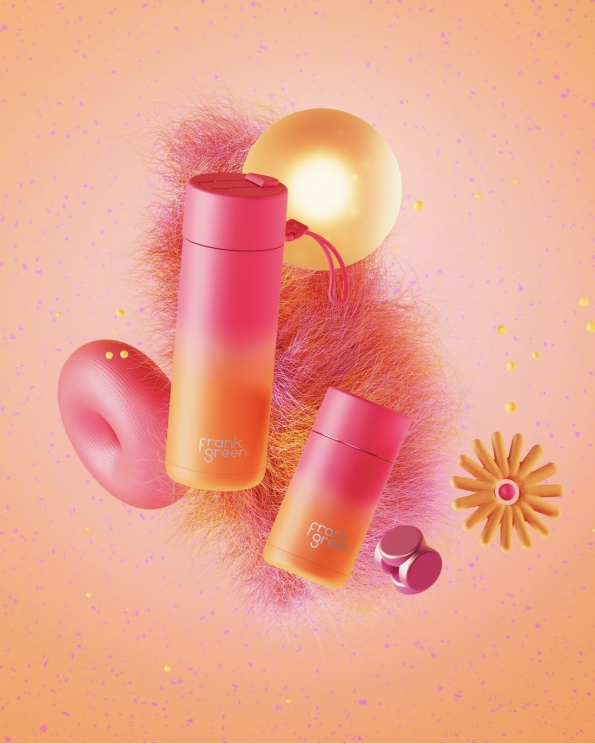 Gradient Ceramic Reusable Bottle - Summer Sunset - 34oz / 1,000ml | FRANK GREEN