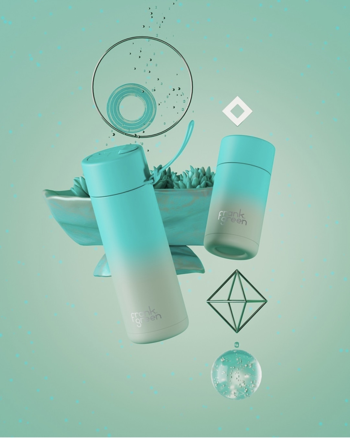 Gradient Ceramic Reusable Bottle - Bondi Bliss - 34oz / 1,000ml | FRANK GREEN