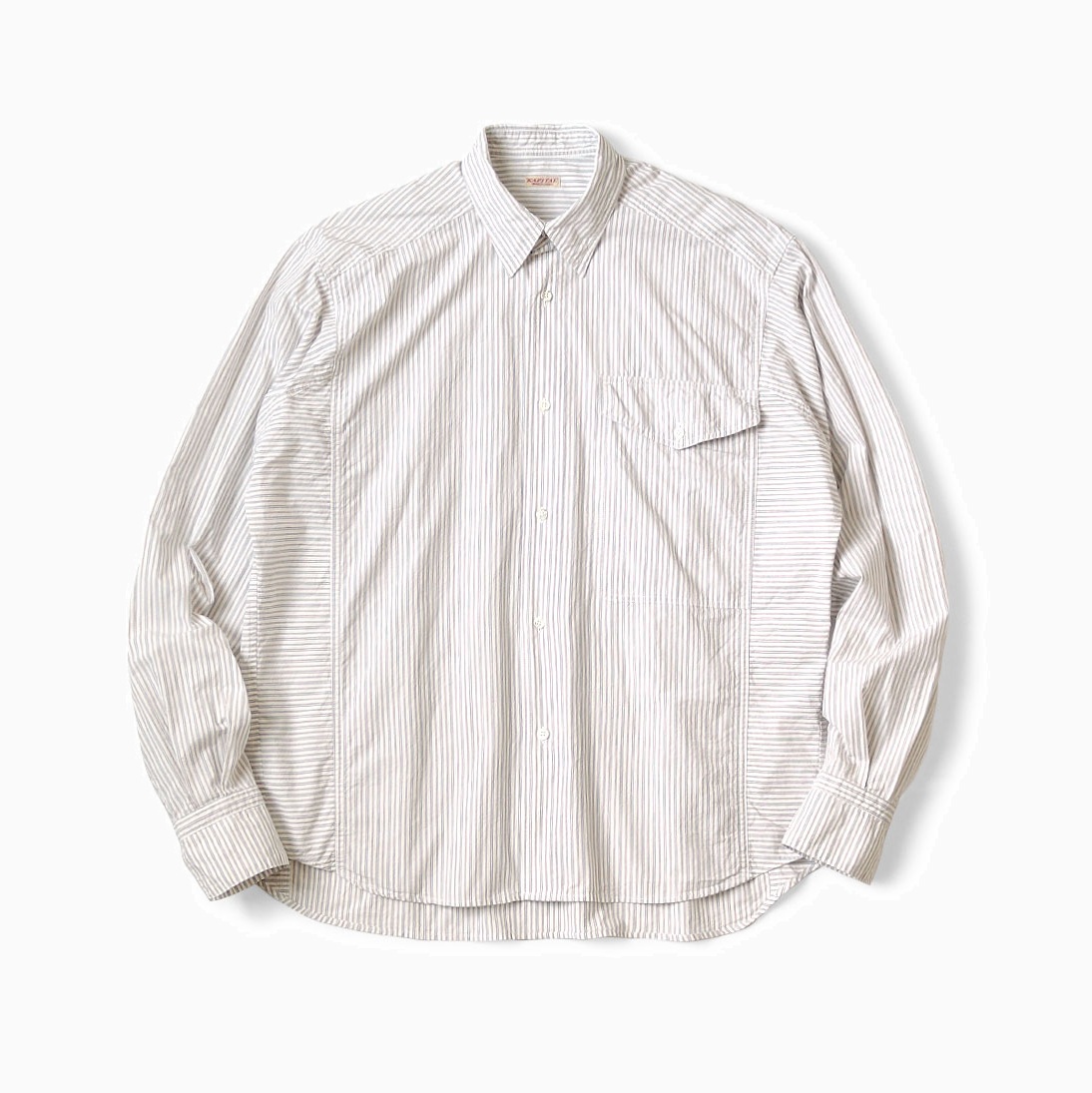 KAPITAL COTTON STRIPE CABIN WORK SHIRT L/S - WHITE PRE ORDER ITEM (預訂中)