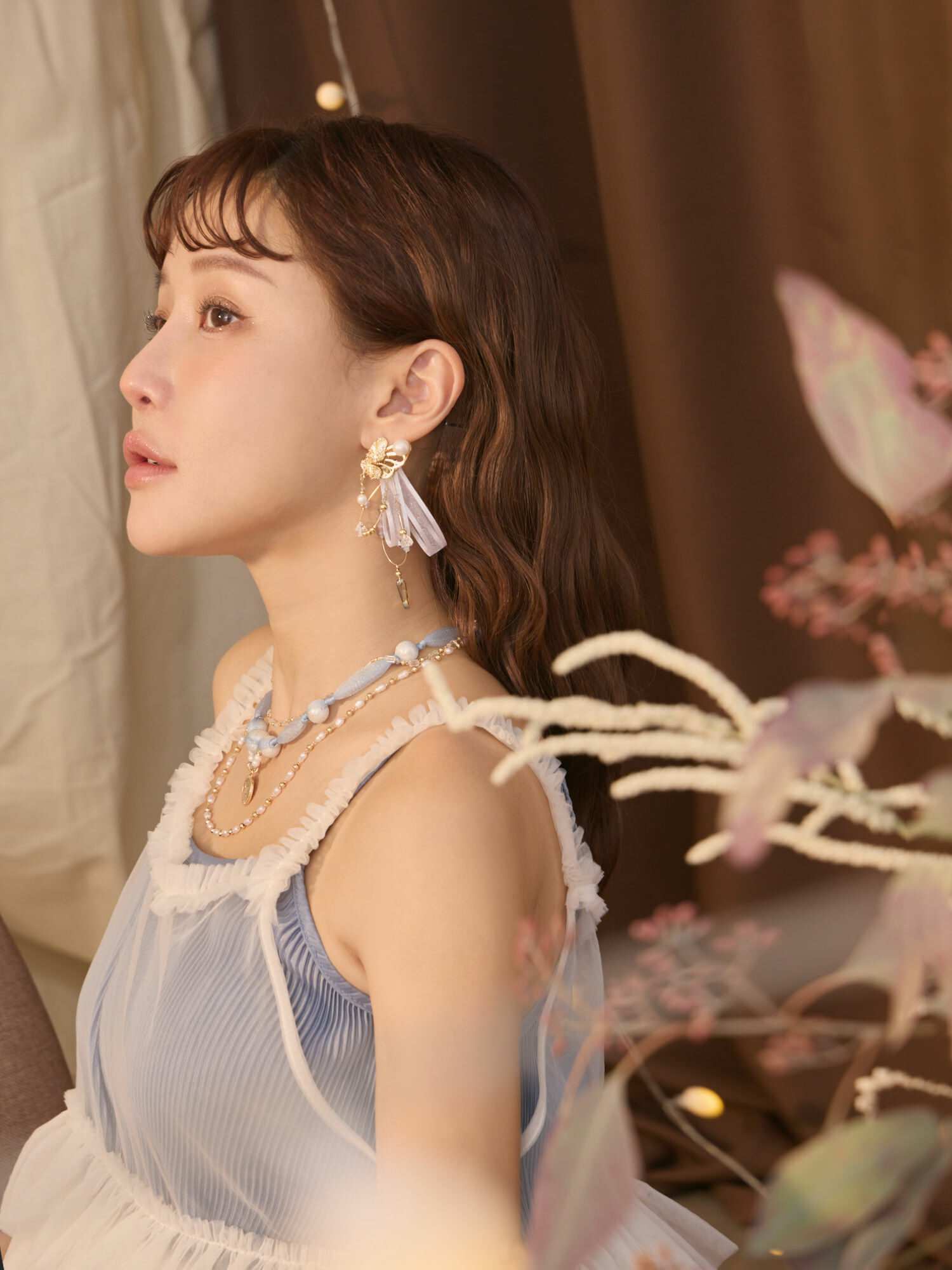 奇妙幻比。(2way)MUCHAT手作14+18KGP珍珠水晶蝴蝶純銀針耳環