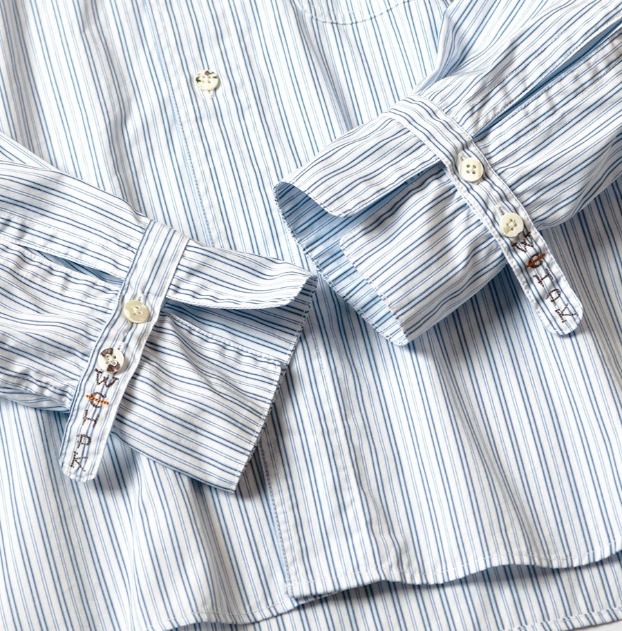 KAPITAL COTTON STRIPE CABIN WORK SHIRT L/S - BLUE PRE ORDER ITEM (預訂中)