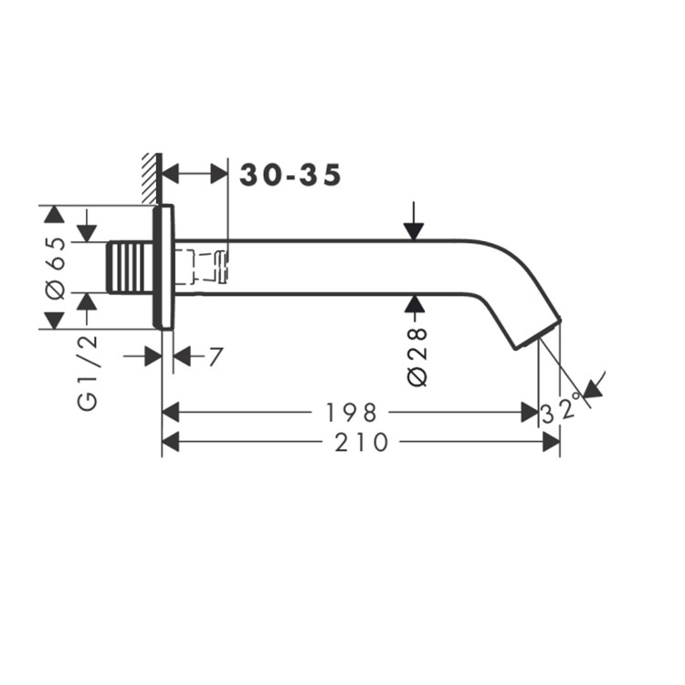 hansgrohe Tecturis S 73411, -000 Bath Spout