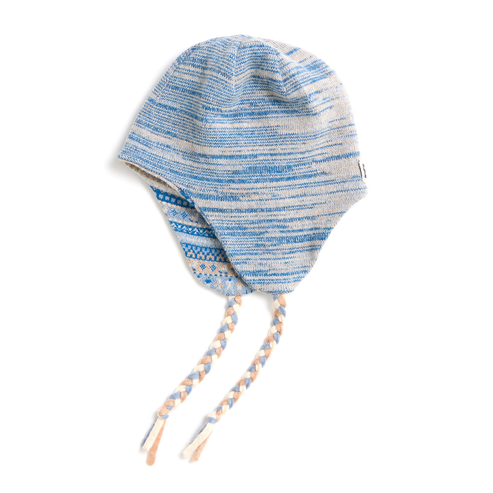 Soccer in Fair Isle Double-sided Earflap Hat- Blue