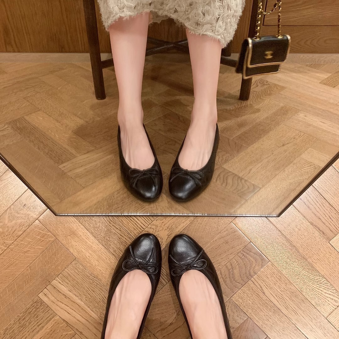 格紋小香 牛皮芭蕾絲鞋(35-42)