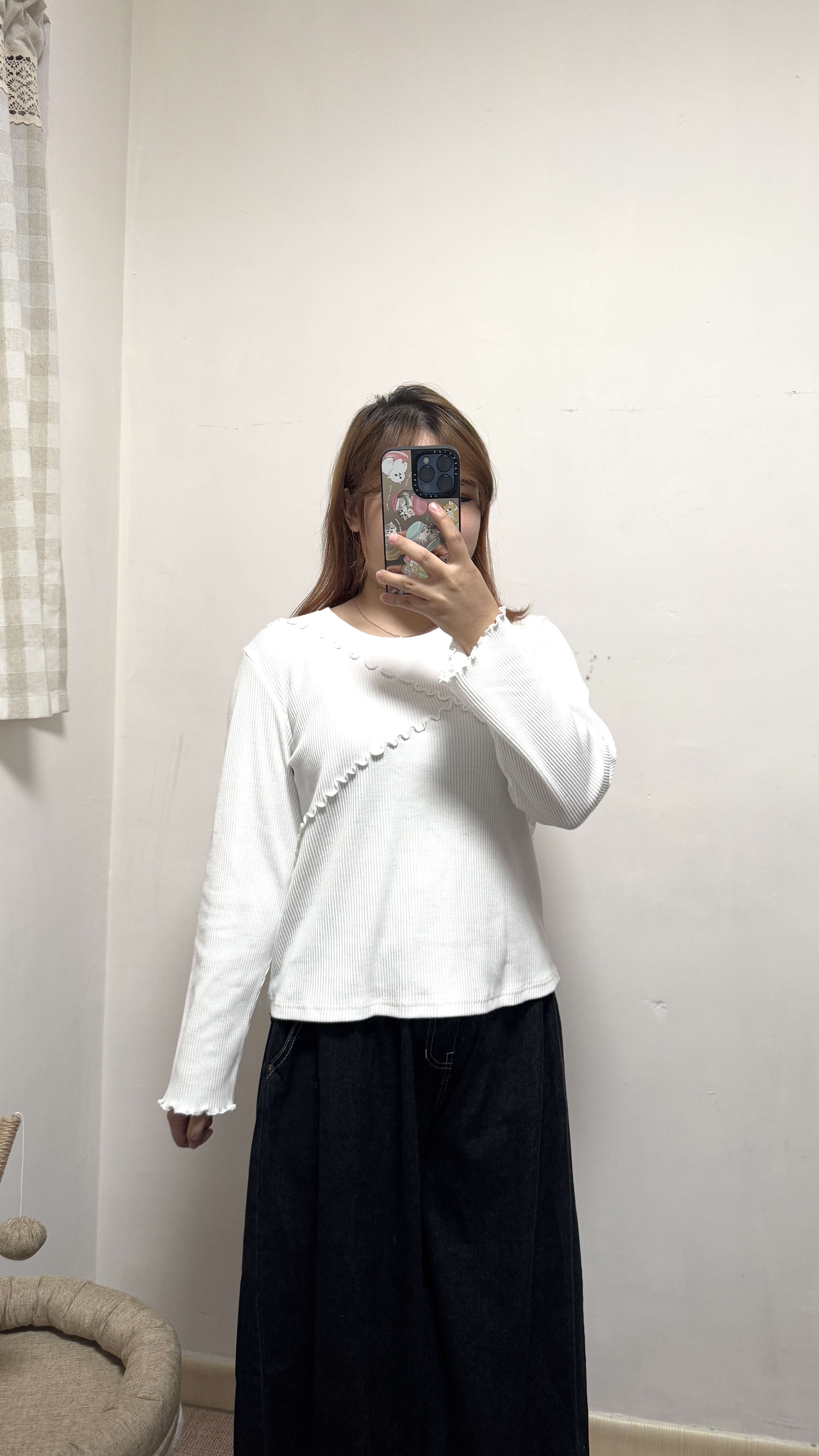 波浪直紋長袖Top