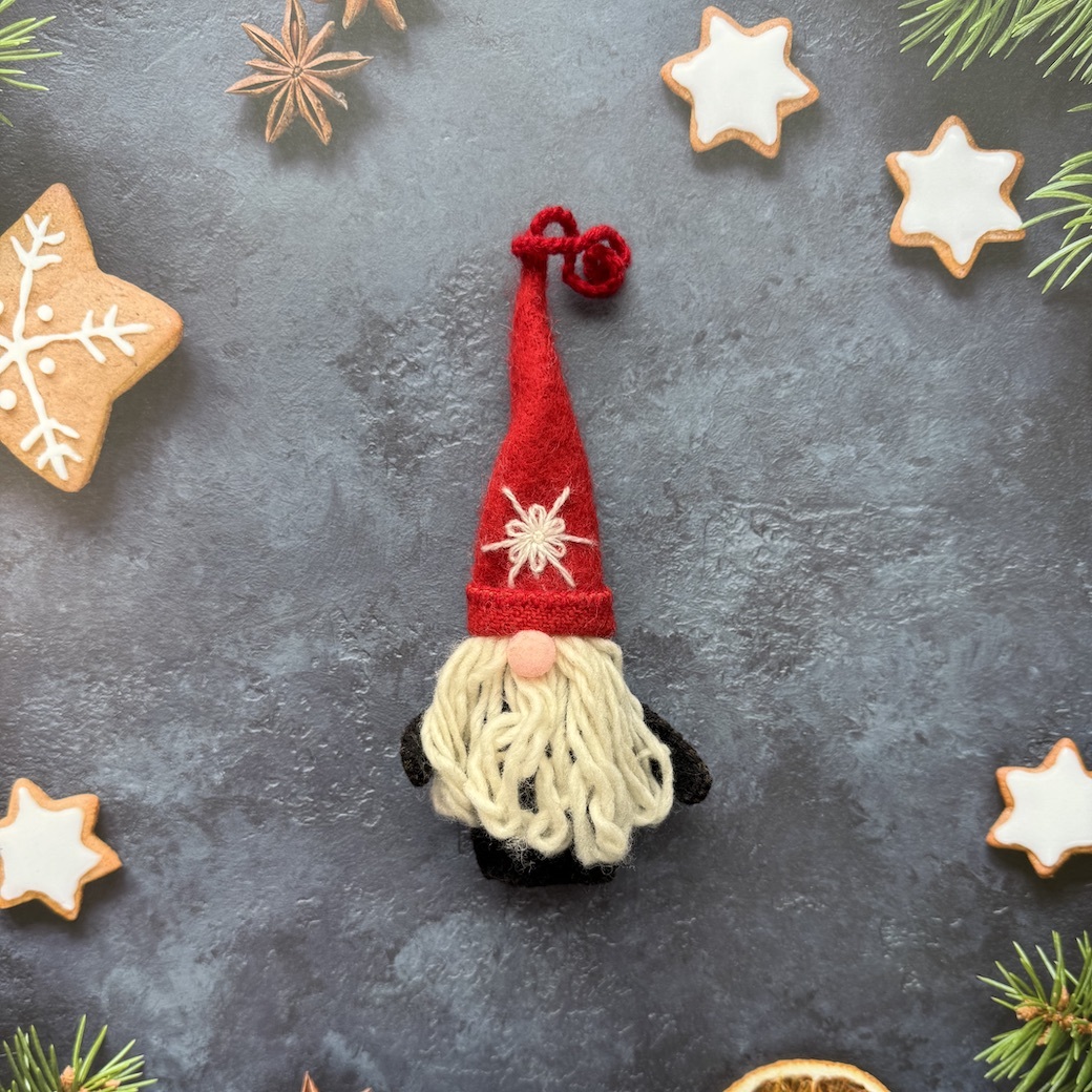 毛毛鬍子耶誕老人A - 紅 | 節日吊飾