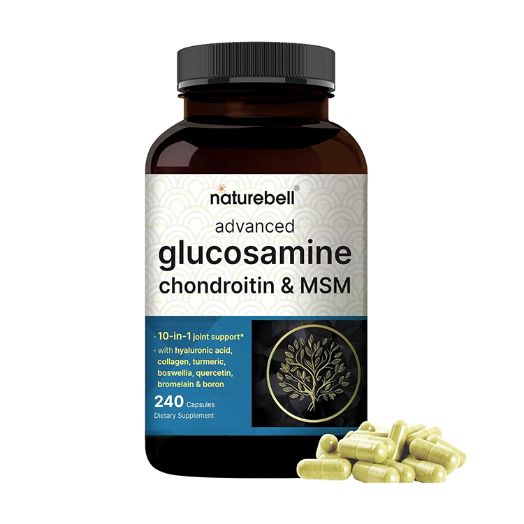 美國Naturebell葡萄糖胺+軟骨素+薑黃素+MSM+乳香精華+洋蔥素+菠蘿蛋白+膠原蛋白+透明質酸+硼 (10合1複合配方), 240粒膠囊