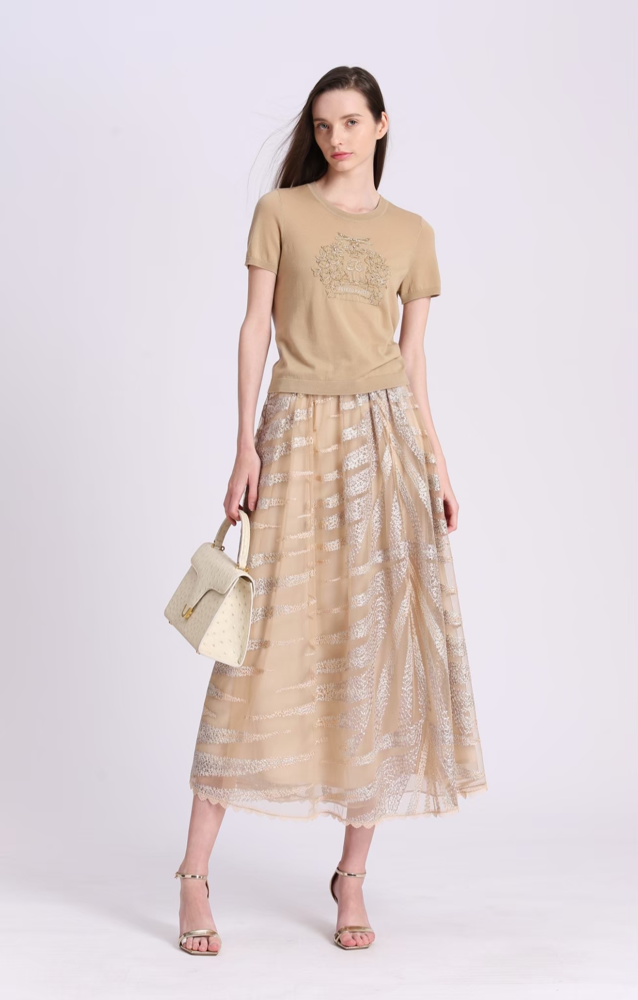 BD15251A2 新優雅超細羊毛提花珠飾毛衣 (2色)