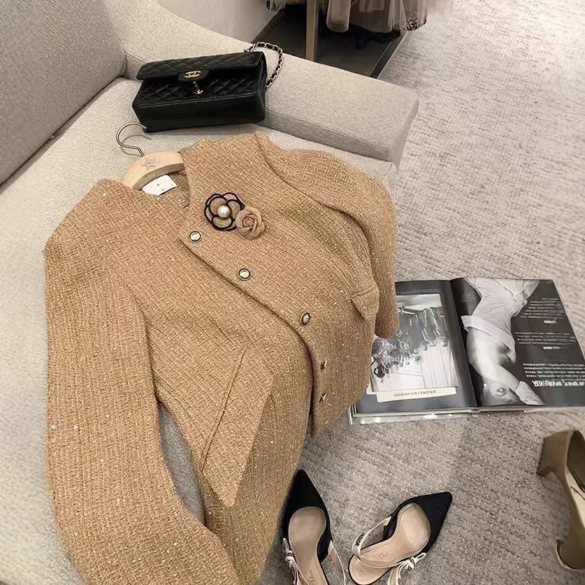 法式千金 杏金毛泥外套