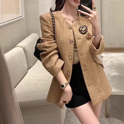 法式千金 杏金毛泥外套