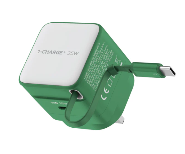 MOMAX 1-CHARGE+ 1 連接埠 GaN 35W 充電器，附可伸縮 USB-C線 UM72